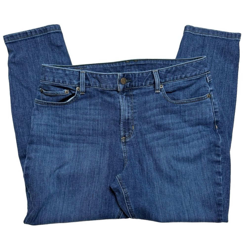 L.L. Bean Women's BeanFlex Skinny Leg Favorite Fit Denim Blue Jeans Size 14P